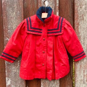 LONDON FOG SAILOR  RED WINTER COAT DRESS LENGTH 18 months